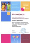 Сертификат руководителя команды участника меджународного интернет-проекта "Мосты дружбы" 2014